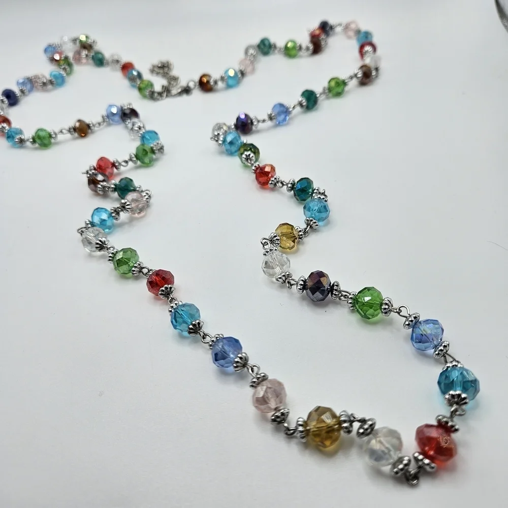 VINTAGE Premier Designs Jubilee Multicolor Faceted Bead 58" Strand Necklace - Picture 6 of 8